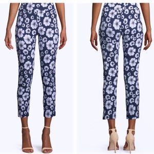 JOAN VASS | Petite Navy Floral-Print Slim Pants LP/2P